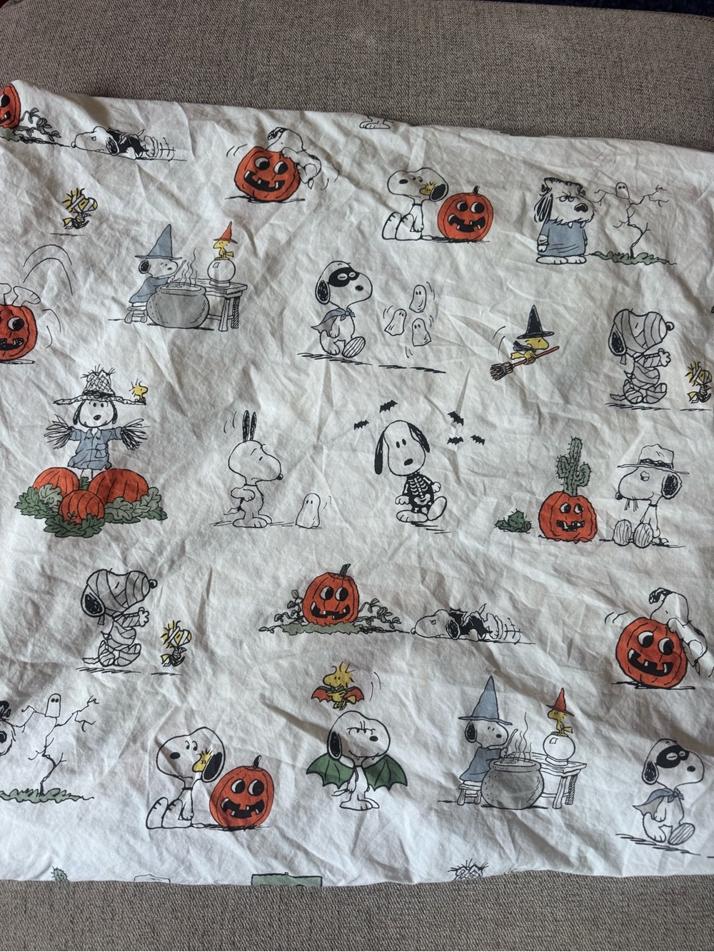 Pottery Barn Kids White Peanuts Halloween fitted Crib Sheet